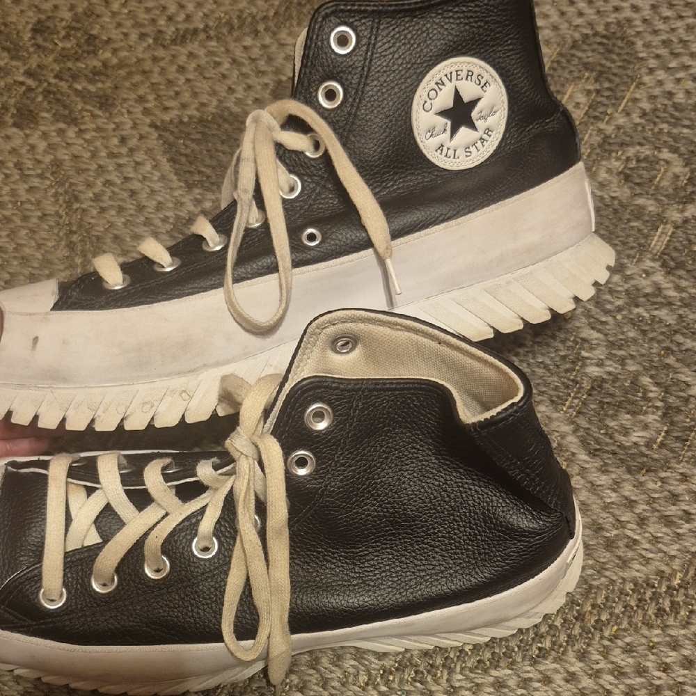 Converse Black and White Chunky Sole High-Top Sneakers